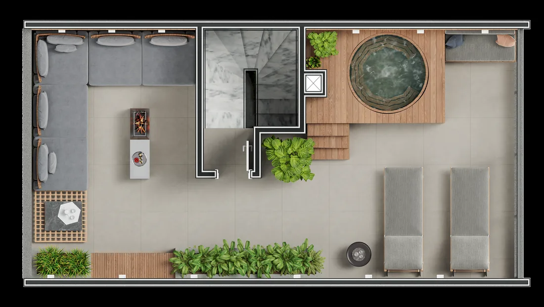 Planta baixa casa 3 dormitórios - terraço